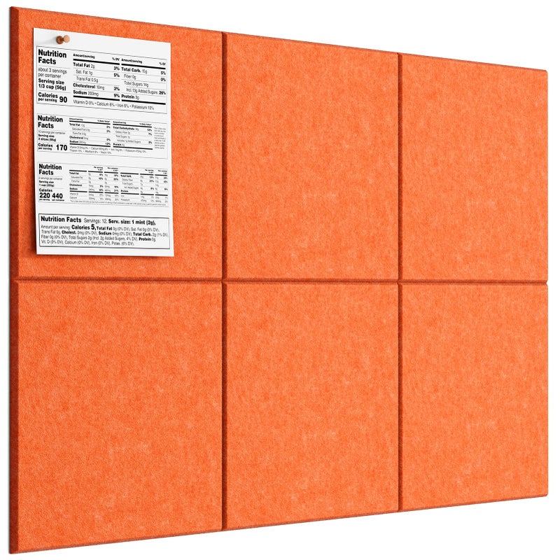MaxGear Large Cork Board for Wall 36"" x 24"", Orange Bulletin Board, 6 Pack Felt Wall Tiles with Pushpins, Cork Boards for Office Push Pin Board Tack Board Felt Board - Image 1